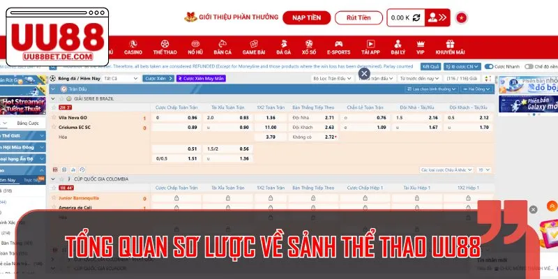 Tổng quan sơ lược về sảnh thể thao UU88