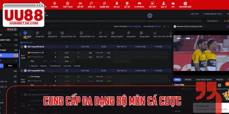 Hiện nay, chúng tôi còn cung cấp cho bet thủ đa dạng bộ môn cá cược